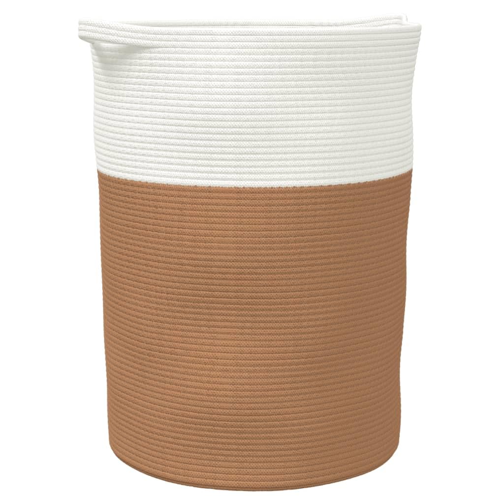 Rantry Aufbewahrungskorb Braun und Weiß Ø49 x 65 cm aus Baumwolle, Aufbewahrungskörbe, Badezimmer-Aufbewahrungskorb, Aufbewahrungskorb zum Aufhängen, Organizer zum Aufhängen
