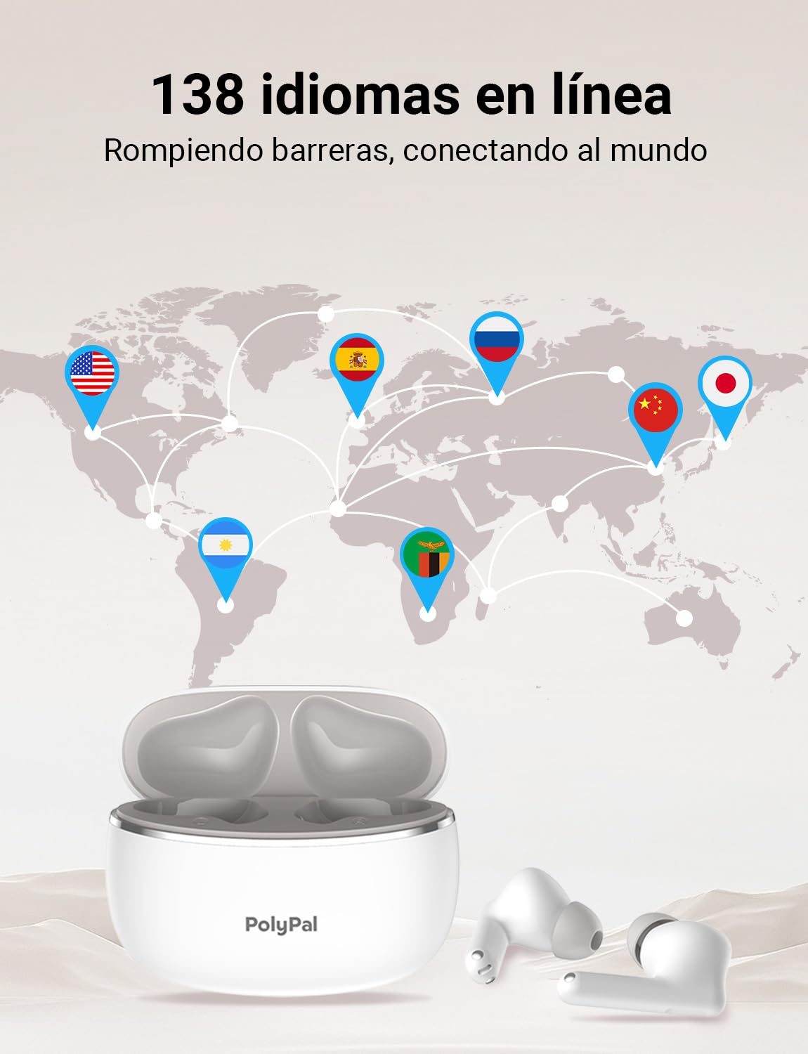 Timekettle Polypay P1 Traductor Instantaneo de Voz, Aplicación para 40 Idiomas y 93 dialectos, Traductor de Idiomas Explorar la Vida de los expatriados con Libertad, Compatible con iOS y Android