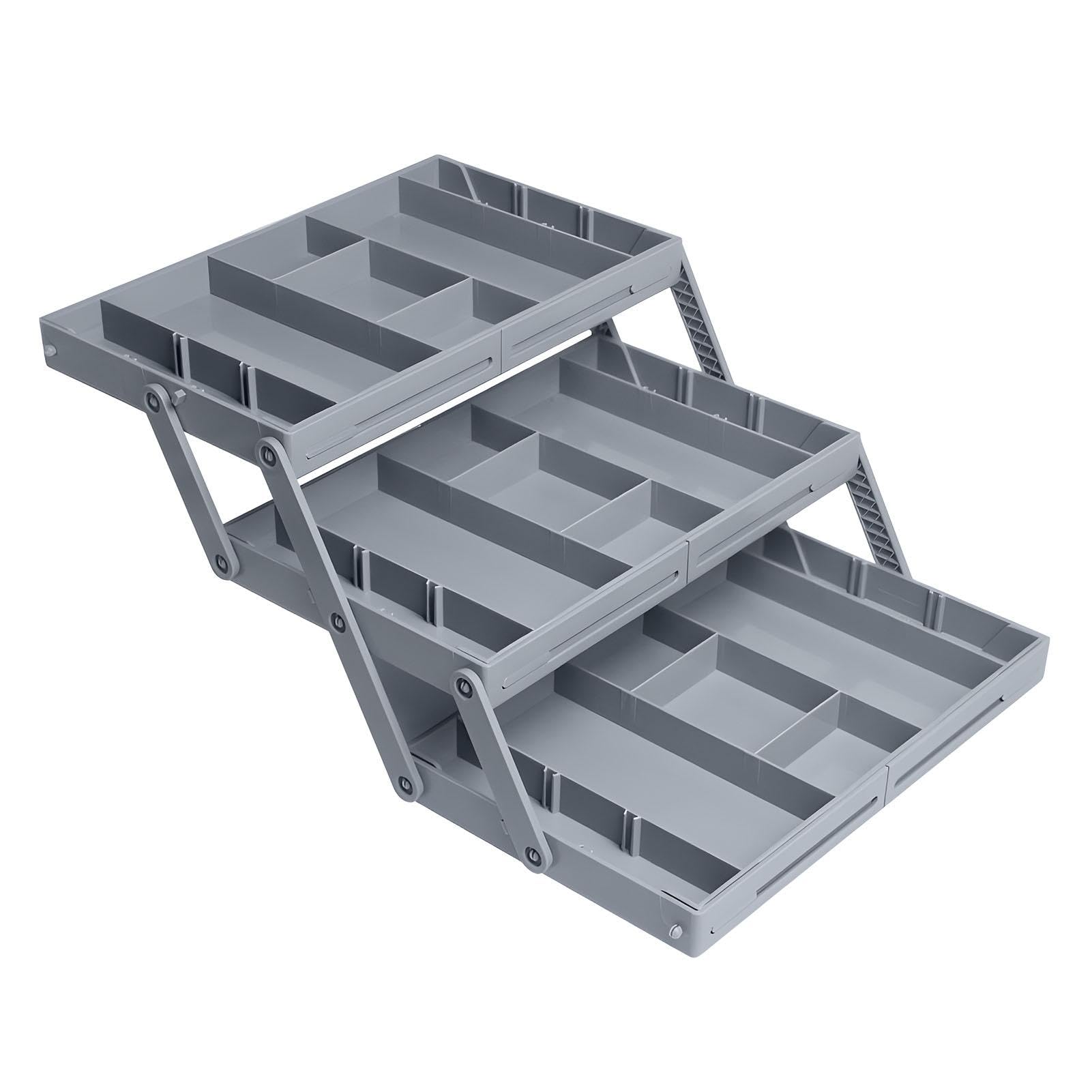 Organizador Cajones para Maquillaje,Organizador Cajones para Utensilios Cocina 3 Niveles,Organizador Escritorio con Cajones,Organizador Cajones para Encimera Baño con Compartimentos Ajustables Joyería