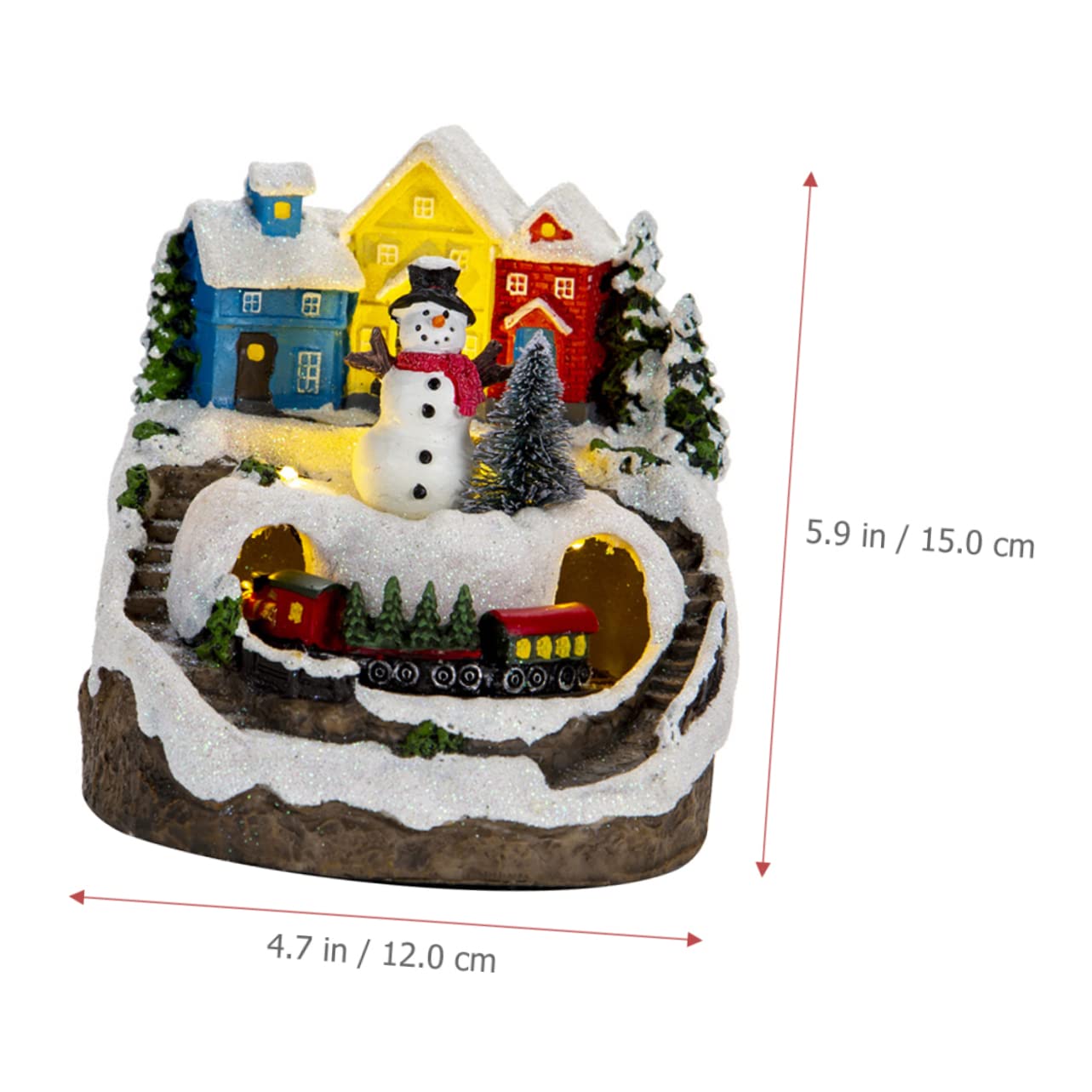 PRETYZOOM Musical Light Up Christmas House with Train and Snowman Holiday Village Decoration Christmas Decor for Home Festive Tabletop Display