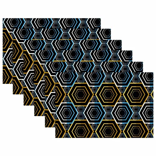 Set de table hexagonal losange anthracite lot de 6 pièces antidérapantes pour repas moderne