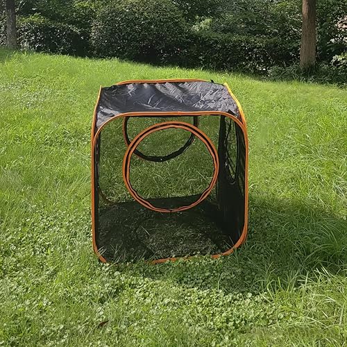 Recintos para gatos al aire libre, tiendas de campaña de malla portátiles con túneles de juego para gatos, conejos y animales pequeños, diseño hexagonal para un tiempo de juego divertido y fácil