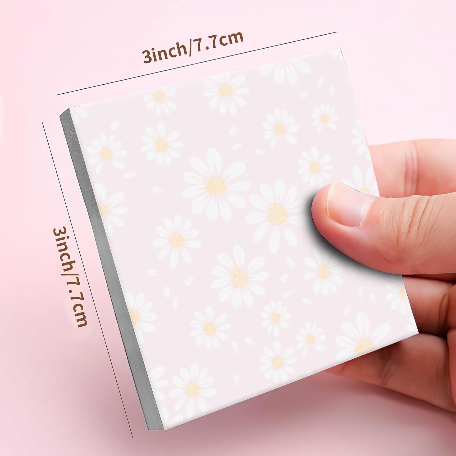 Sticky Notes 3x3 Inches, Cute Self-Stick Pads, Funny Self-Sticky Note Pads for Office, Home, Organization Pink Daisy Floral image 5