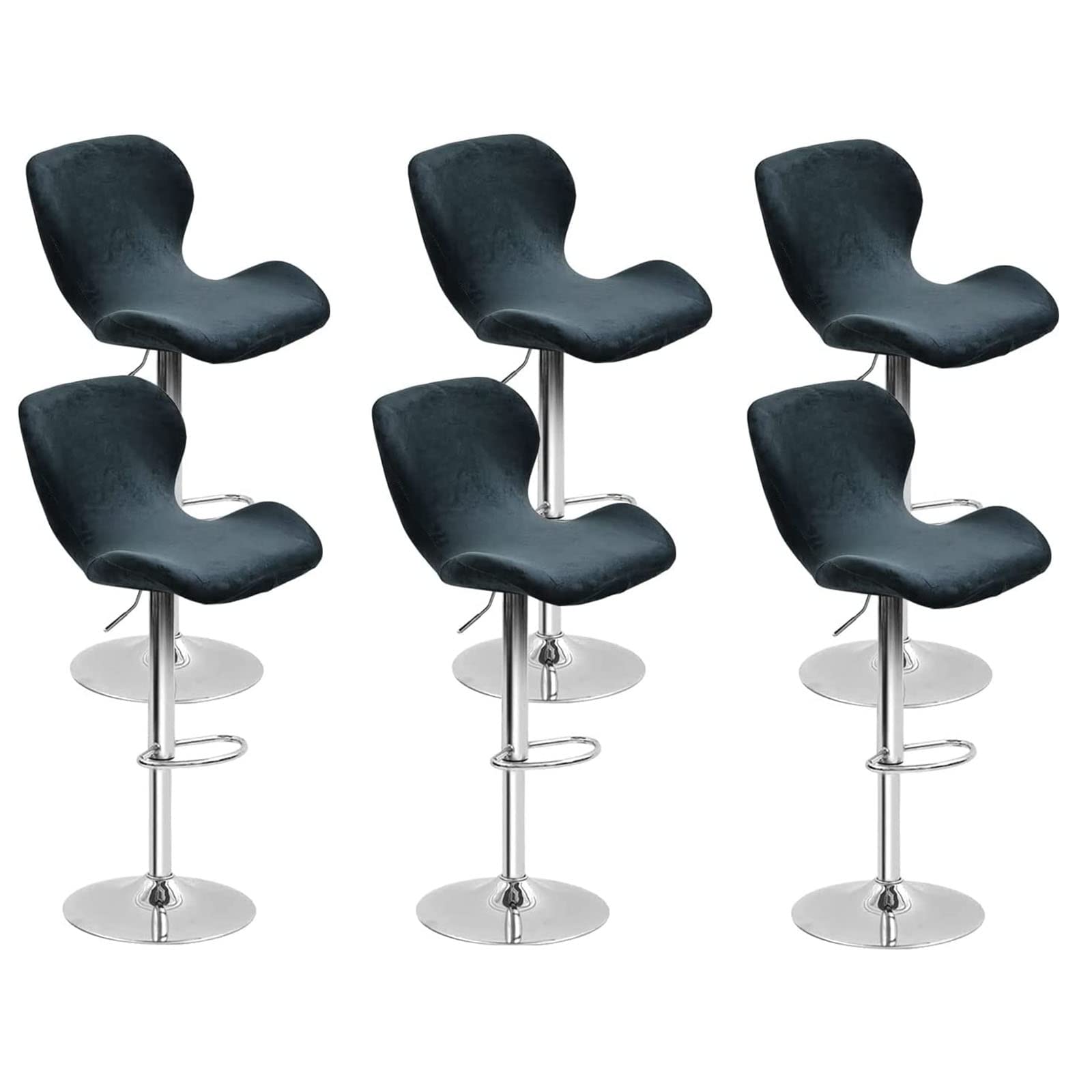 Leomix Velvet Bar Stool Cover Curved Swivel Set, Stretch Counter Height Bar Stools Cover, for Short Back Dinning Room Bar Chair,H,6pack