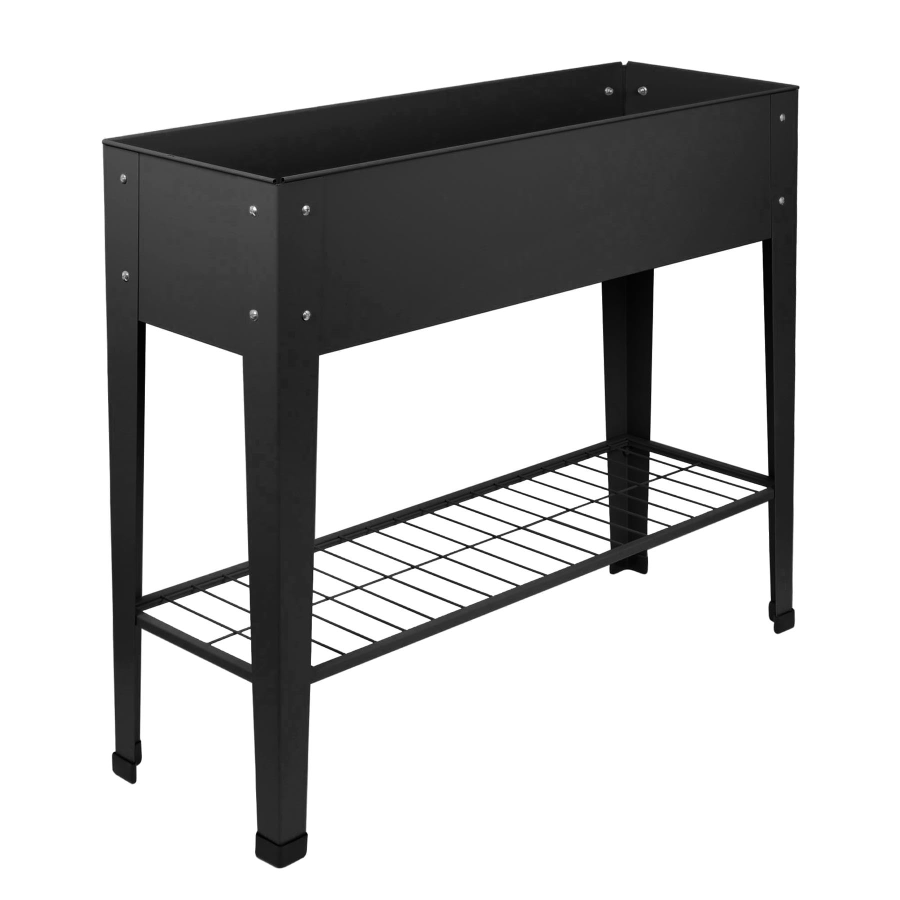 Harbour Housewares Elevated Raised Garden Bed with Legs & Storage Shelf - Anthracite - 1x Metal Raised Bed Galvanised Steel Planter Box for Growing Outdoor Plants, Vegetables, Flowers and Herbs