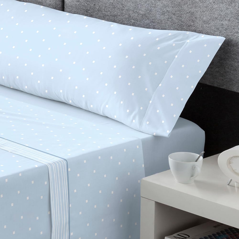 DECASATEXTIL – Juego de sábanas coralina Extra Suave- 3 Piezas– Sabanas de Invierno - Doble perchado – Sabana Bajera, encimera y Funda Almohada - Cama 135cm - Berlin Azul