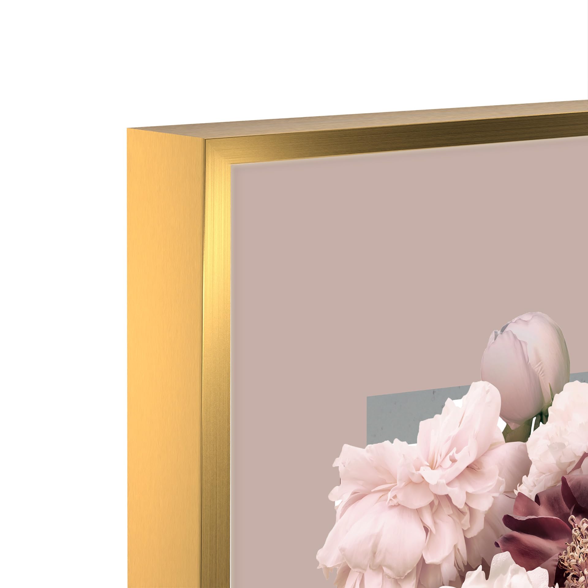 STYLER Tableau encadré B & W Girl 50 x 70 cm I Artbox Cadre doré femme fleurs rose moderne bouquet noir et blanc Décoration murale pour salon chambre à coucher Décoration murale avec