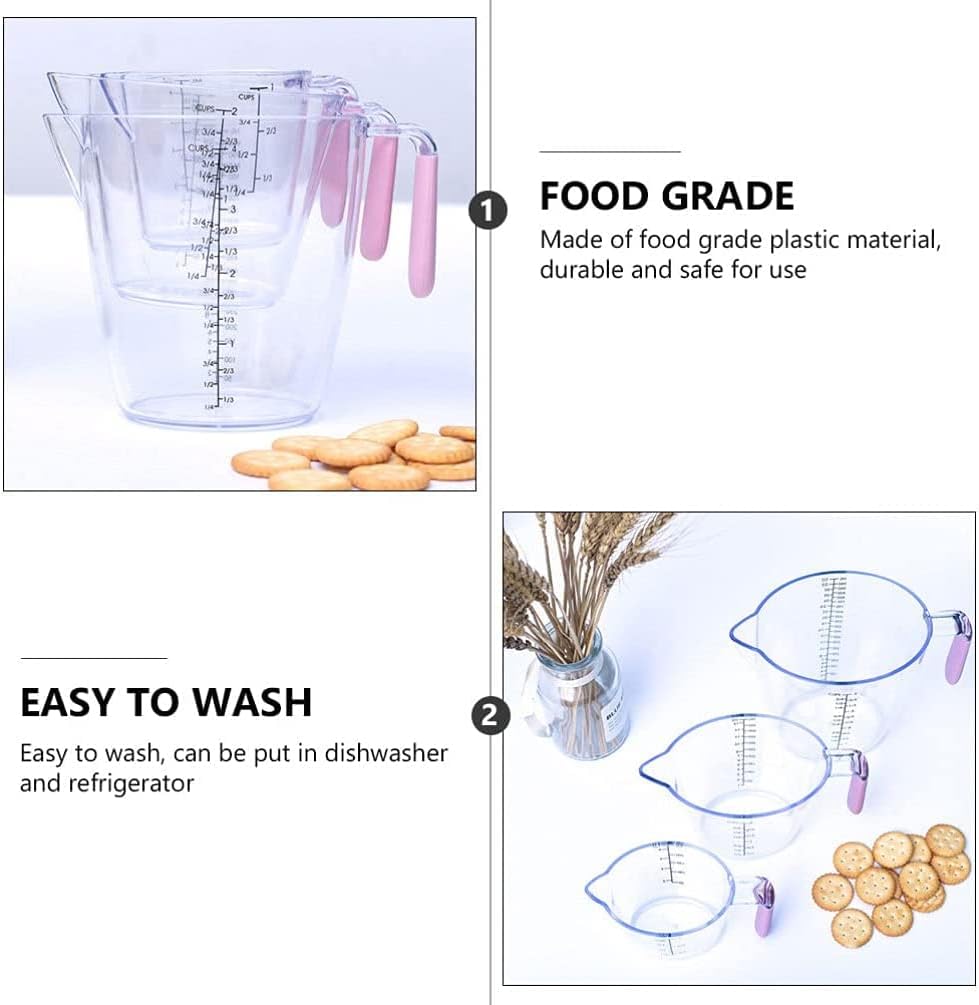 Clear Measuring Cup, Stackable Heat- with Angled Grip and Spout for Flour Oil Powder