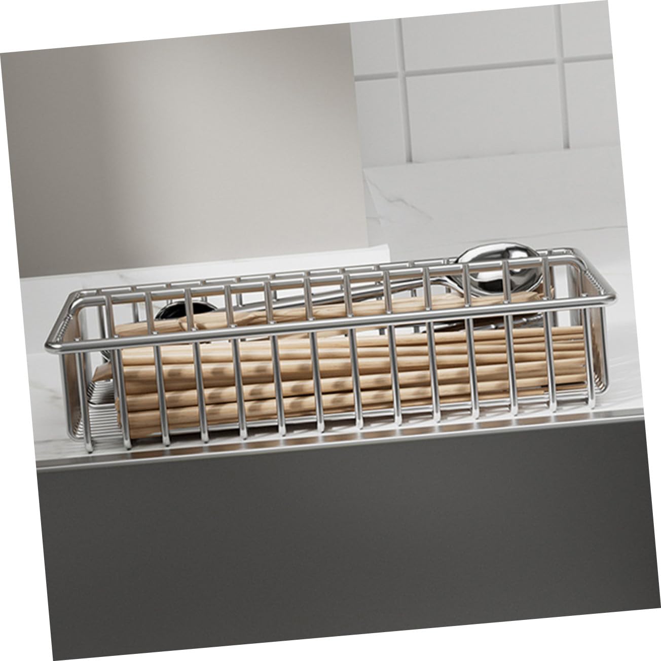 Portaposate in Acciaio Inox Argento da Cassetto 2 Pezzi