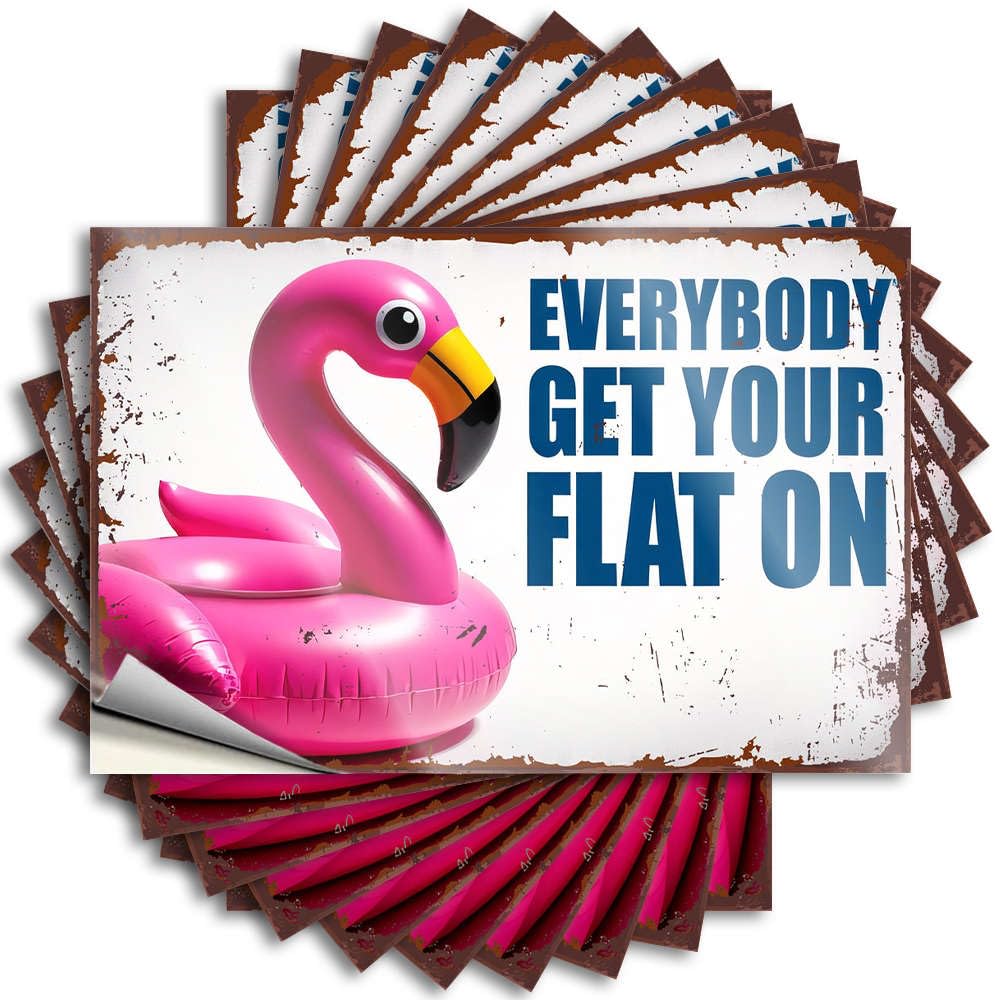 Flamingo Floatie Fun for Everyone! Tattoos Funny Outdoor Decor | Encouragement Door Removable Decal Pack(8X12CM)