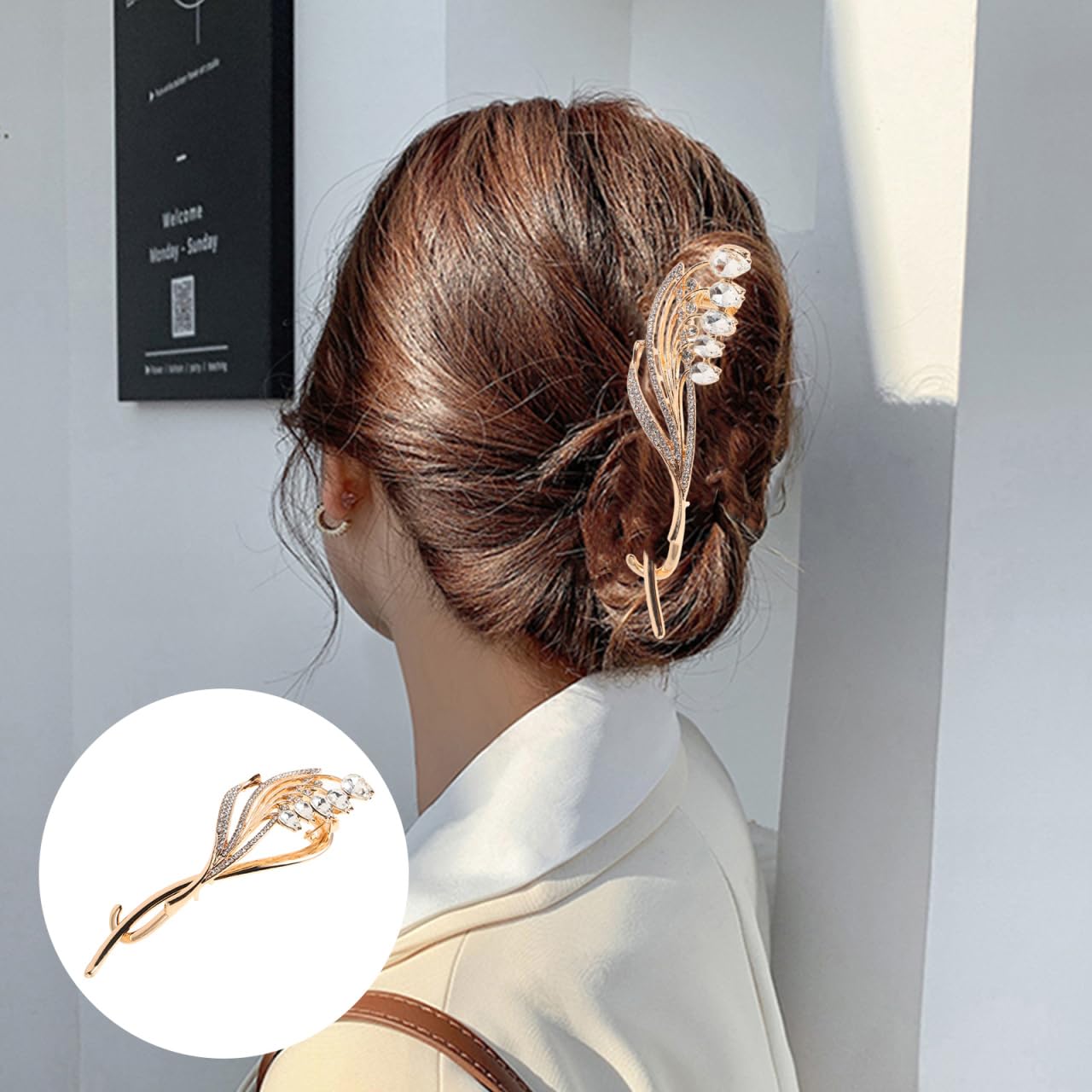 minkissy Rhinestone Hair Clip Twist Barrette Alloy Jaw Clip for Thin Hair Portable Clamp Stylish Hairdressing Accessory for Daily and Special Occasions - Image 4