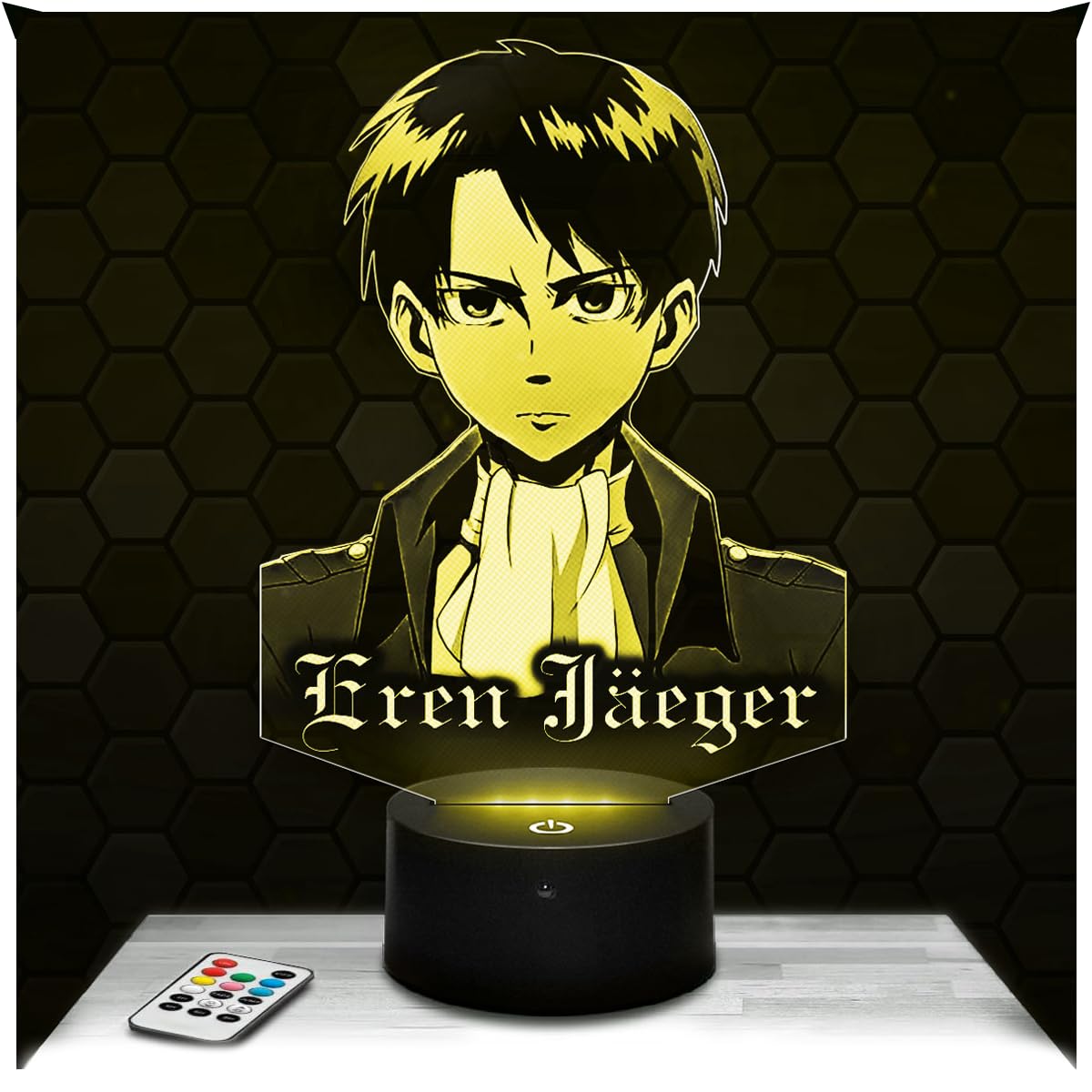 Lampephoto.fr - Eren Jaeger 3D Lamp Manga Night Light 3D LED Illusion, Christmas Birthday Gift idea for Boys and Girls Night Light for Child or Adult Bedroom, Gifts Merchandising, Led Bedside Lamp