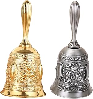 FUNOMOCYA Timbre de Mano de Metal para Escritorio Timbre de Llamada de Cocina Rústica Timbre de Llamada para Bar Restaurante Hotel Decoración Vintage