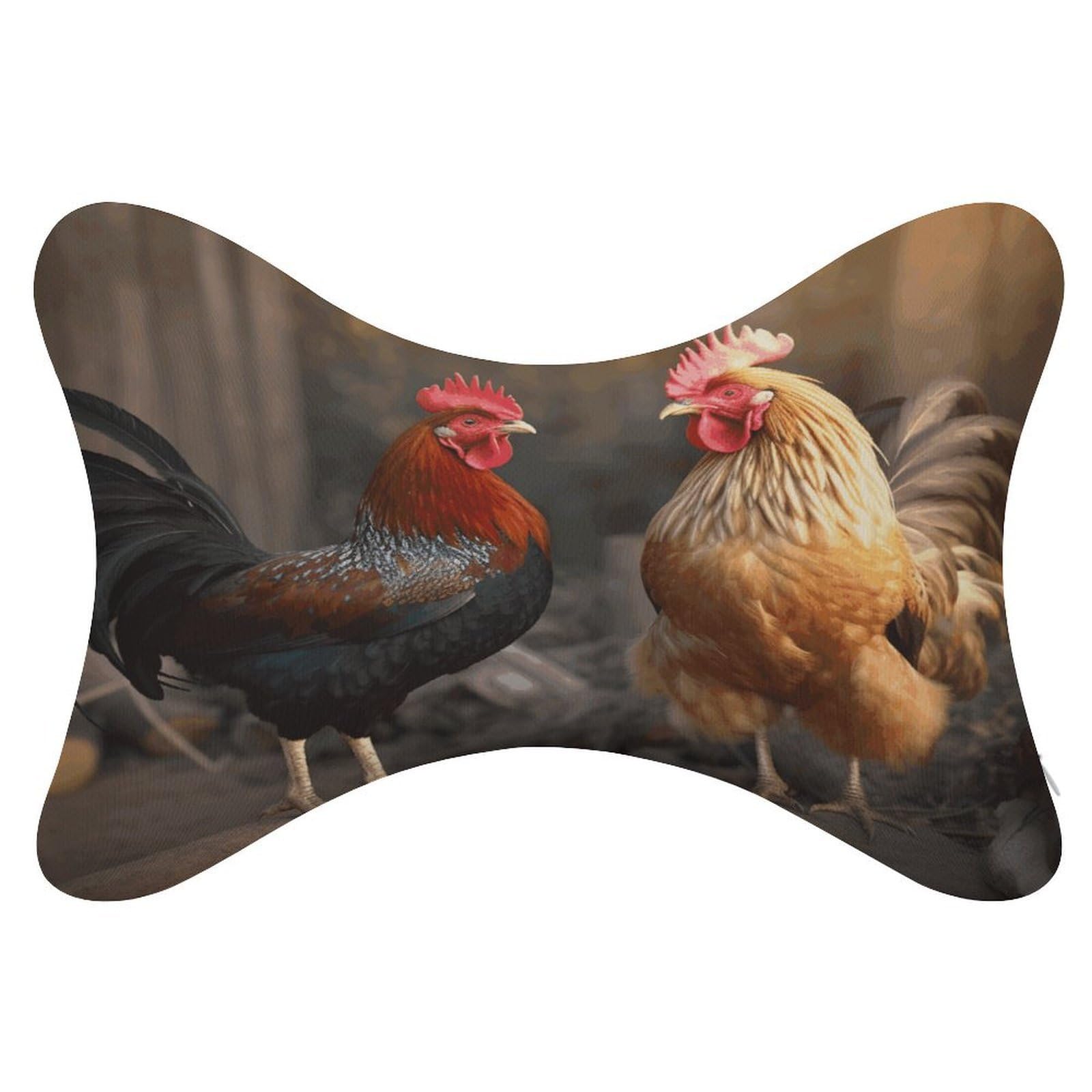 VstaDank Rooster and Chicken Car Neck Pillows 2 Pack Removable Ergonomic Cervical Support Pillow Fashion Cozy Bone Shaped Pillows Soft Car Headrest Pillow for Office Airplane Most Car