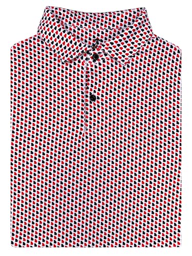 State Print Golf Shirt for Men – Men’s University Polo Moisture Wicking Dry Fit Performance Short Sleeve Regular Fit (US, Alpha, X-Large, Regular, Regular, Georgia Red & Black Print, Georgia)