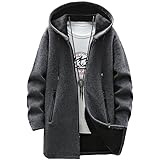 [foveitaa] カーディガン メンズ 秋服 冬服 ベンチコート ロングパーカー ジップアップ メンズ フード付き セーター 大きい サイズ ゆったり 裏起毛 厚手 防風 防寒 暖かい アウター ニット 無地 ジャケットdark grey-L