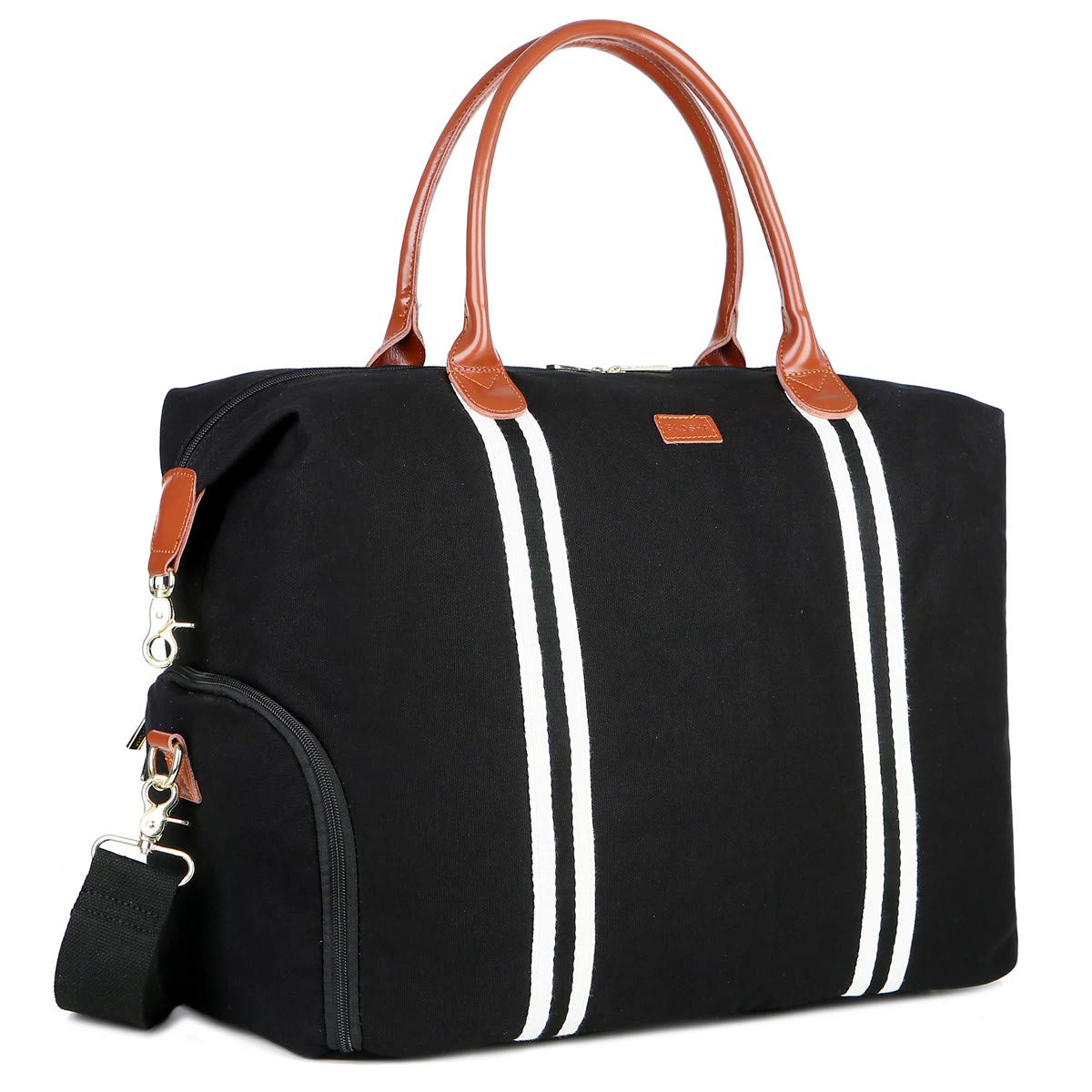 BAOSHA Canvas Leather Travel tote Weekender Bag Overnight Carryon Bag