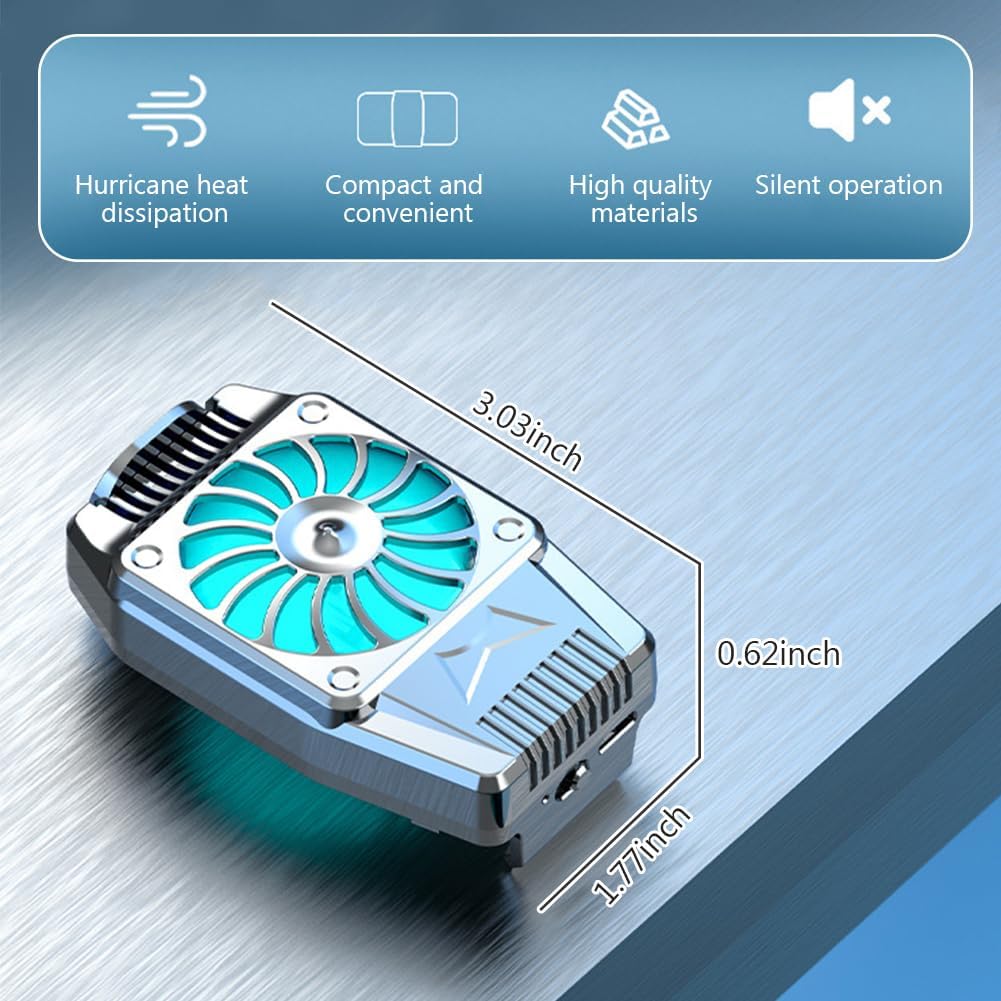 Refroidisseur de Téléphone Portable, Jeu Universel Refroidisseur Portable, USB Rechargeable, Vitesses Contrôleur de Refroidisseur Compatible pour Smartphone Universel iPhone/Android