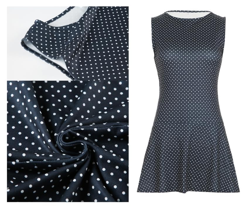 Image of Polka Dot Mini Dress for Women Sleeveless Tank Halter Dress Vintage Downtown Girl Clothes Party Going Out