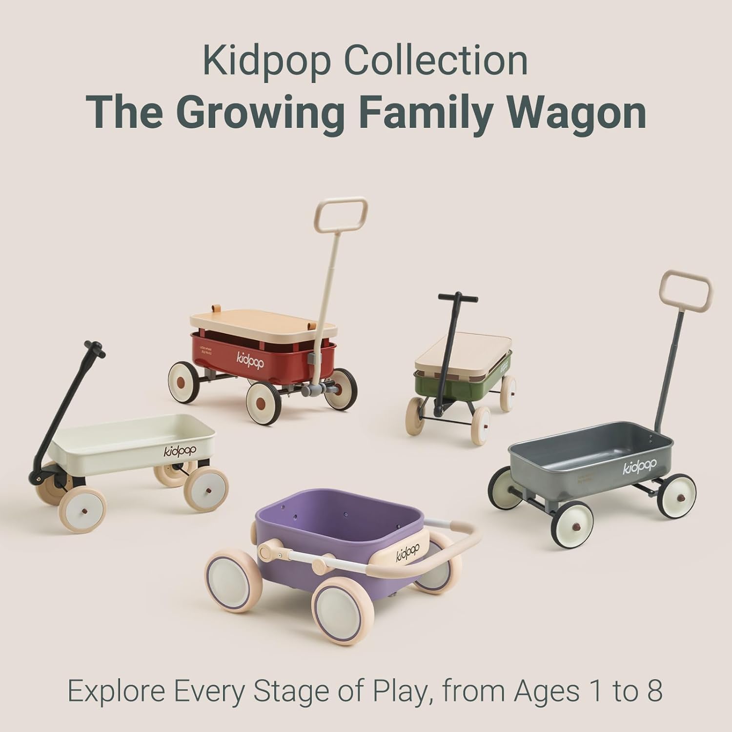 Kidpop Pula-Mini First Wagon for Toddlers, 4-Wheel Baby Pull Toy Cart for Kids Ages 1-3, Indoor & Outdoor Push Walker Toy, Ideal 1 Year Old Birthday Gifts (Red)