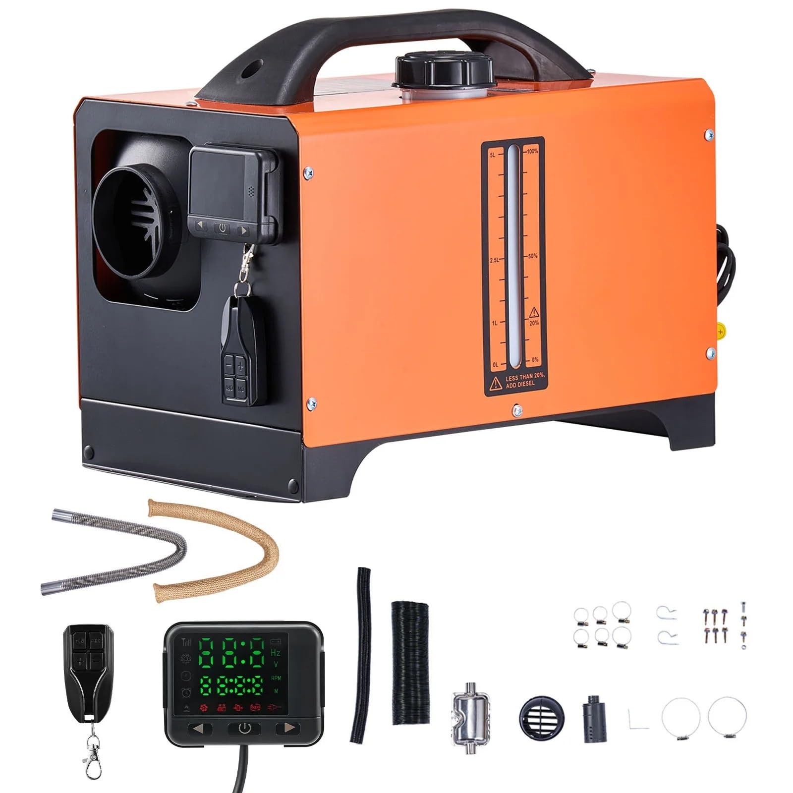 Calefactor para Coche de 8 kW, Calefactor de Aire diésel DC12-24V, Calefactor de estacionamiento diésel con Control Remoto, Apto para autocaravanas y Camiones.