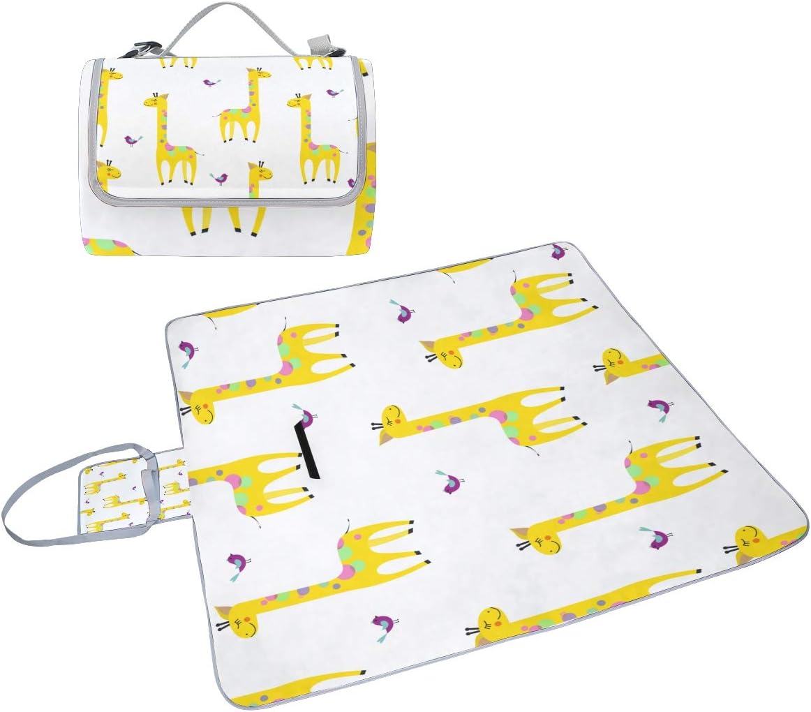 レジャーシート 首の長いキリン ピクニック 折りたたみ 撥水 アウトドア クッション マット コンパクト 花見 運動会 キャンプ 遠