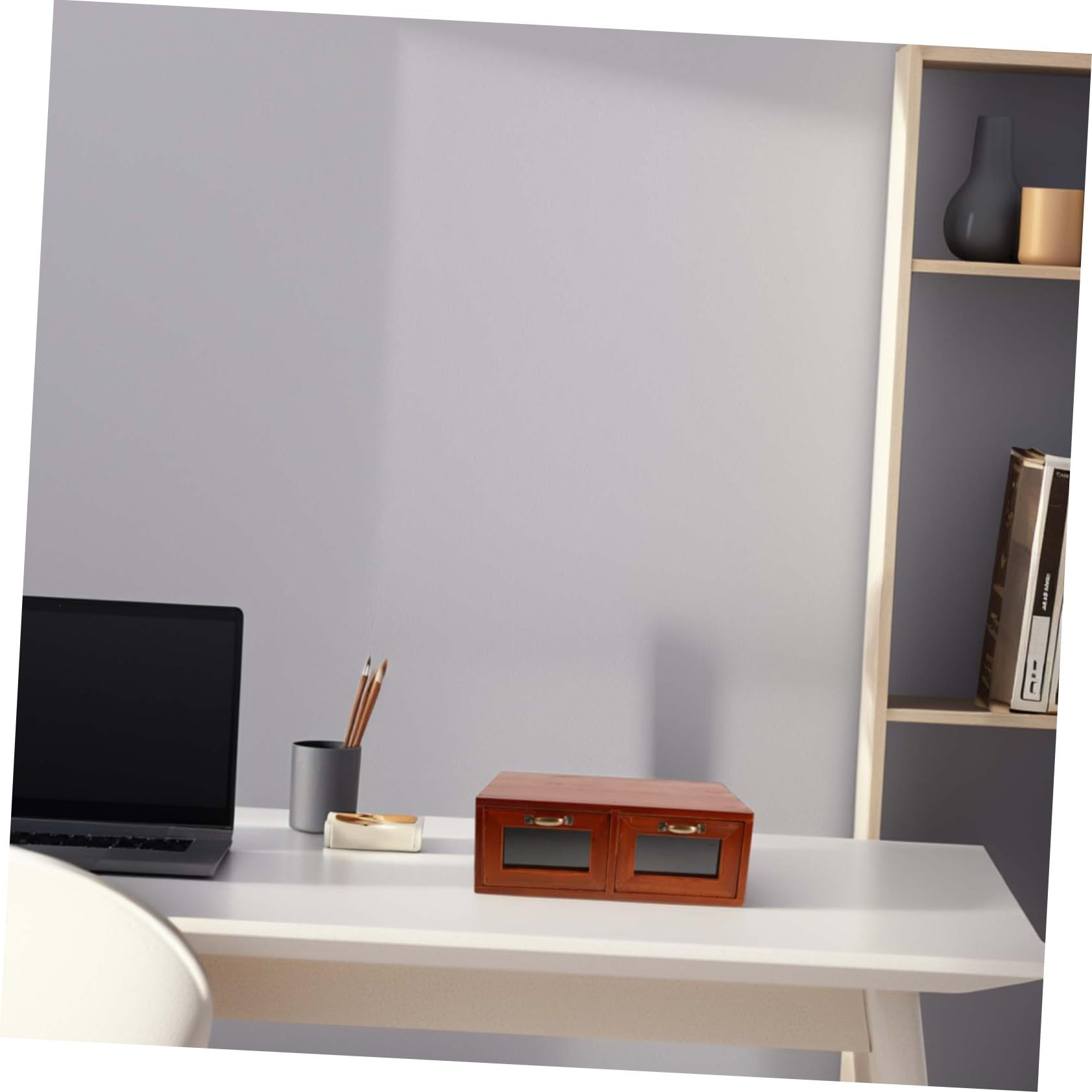 Mipcase Alzata per Monitor Supporto per Laptop e Monitor Multifunzionale in Legno con Cassetto Acrilico con Organizer da Scrivania ed Elegante Design per Ufficio
