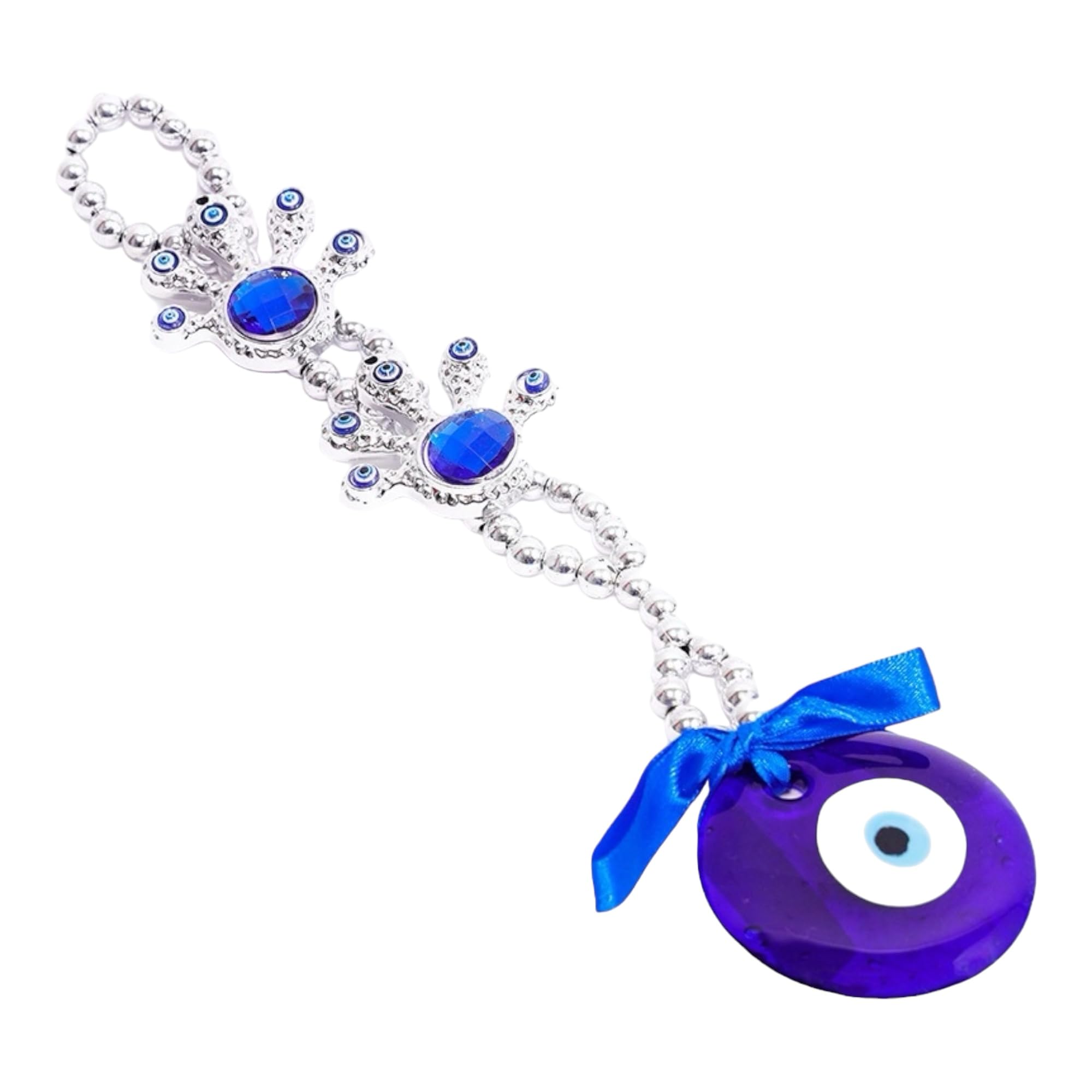 Kripa Krystals Blue Evil Eye Devil Feet White Hanger - Protective Amulet to Ward Off Negative Energy & Misfortune, Safeguard Your Home & Loved Ones