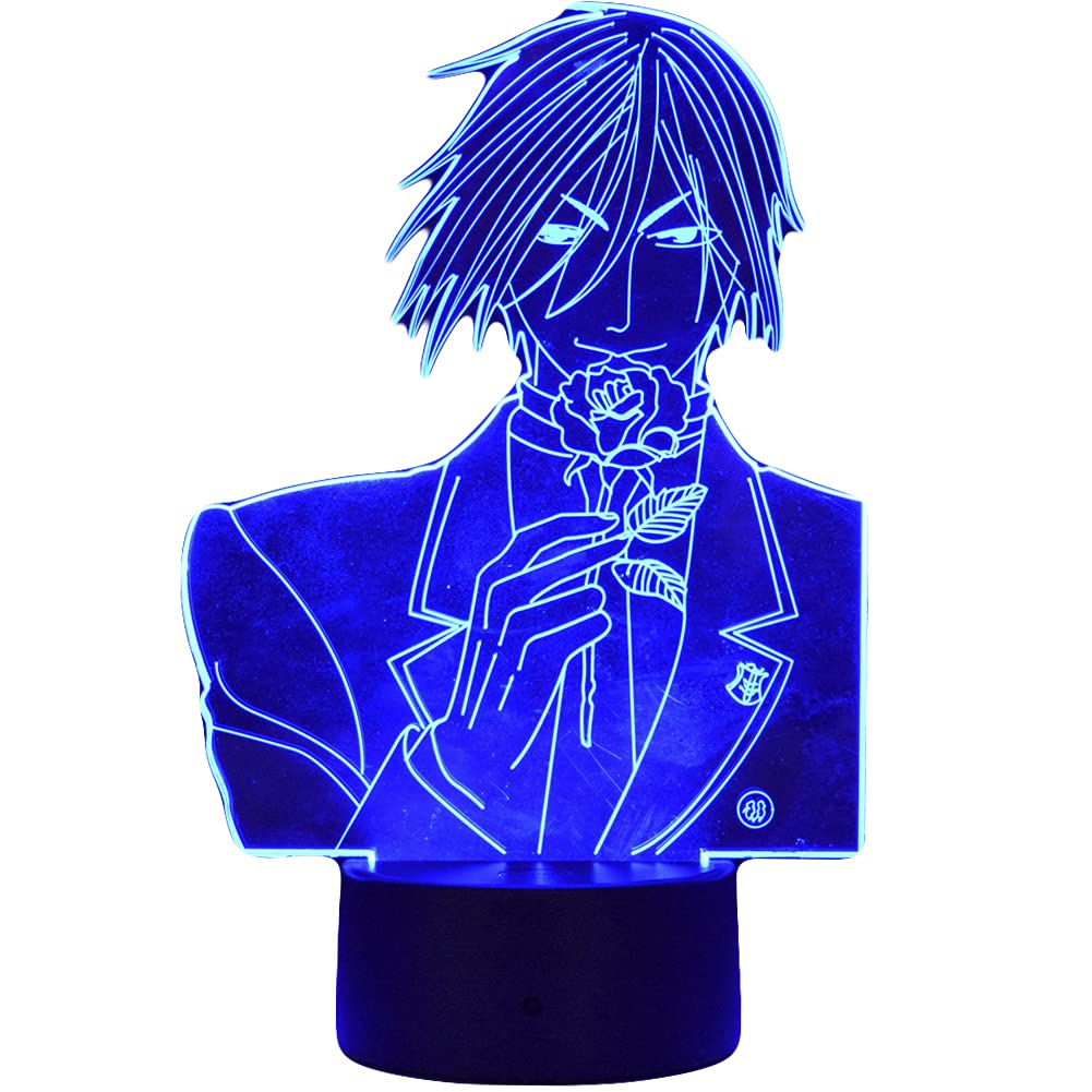 3D Night Light Illusion Cartoons Anime Sebastian·Michaelis Figure with New UFO Base Acrylic 5W Dimmable 7/16 Color LED Table Lamp for Decoration Outlet Gift