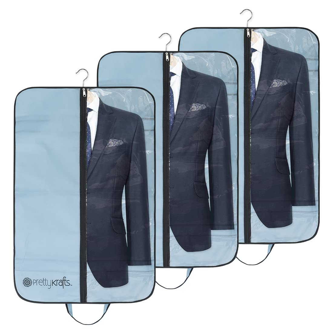 PrettyKraftsHalf Transparent Coat Cover | Cloth Cover | Blazer Cover (Set of 3) - Grey & Black