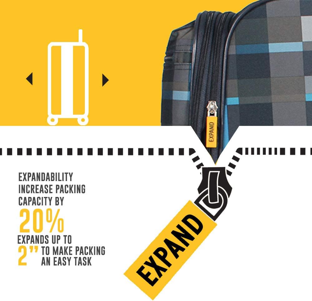 LUCAS Designer Luggage Collection - Expandable 28 Inch Softside Bag - Durable Large Ultra Lightweight Checked Suitcase with 4-Rolling Spinner Wheels (Old School Navy) - Image 4