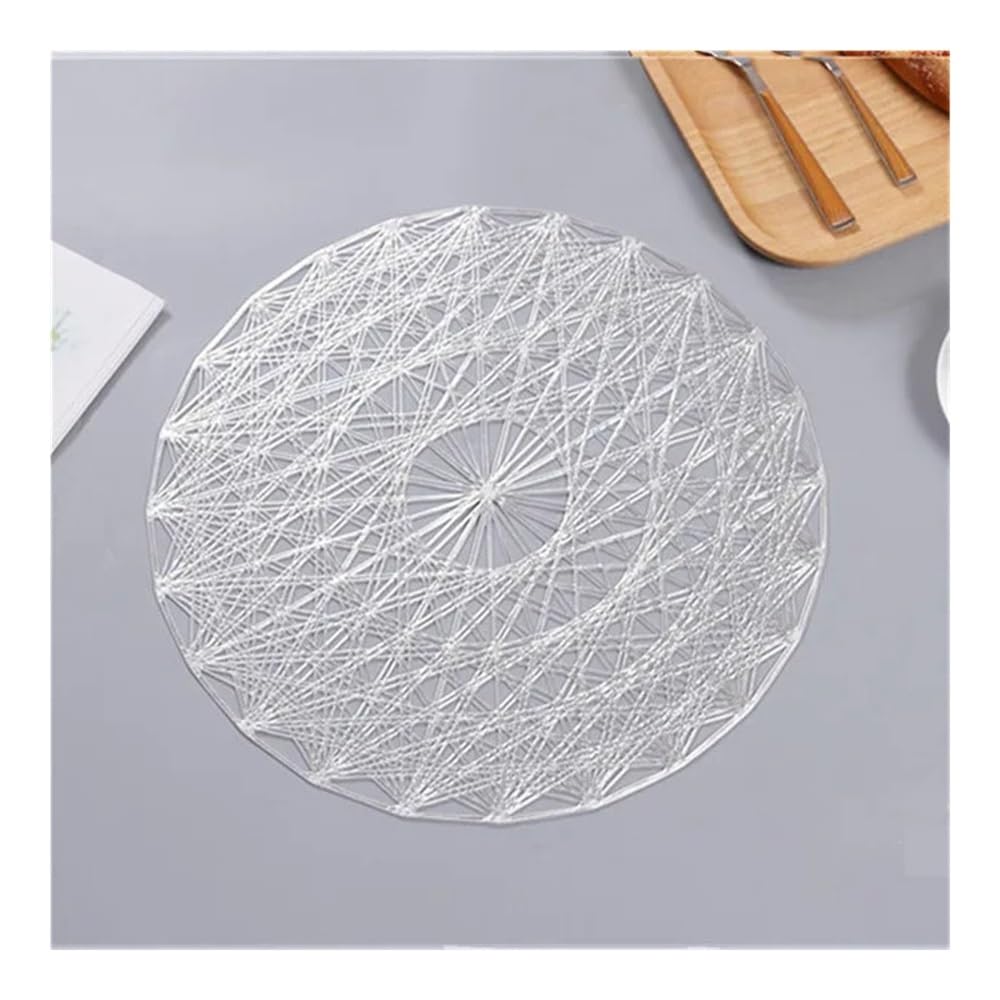 Table Place Mats Heat Resistant, PVC Placemat For Dining Table, Multicolor, 38cm(Silver)