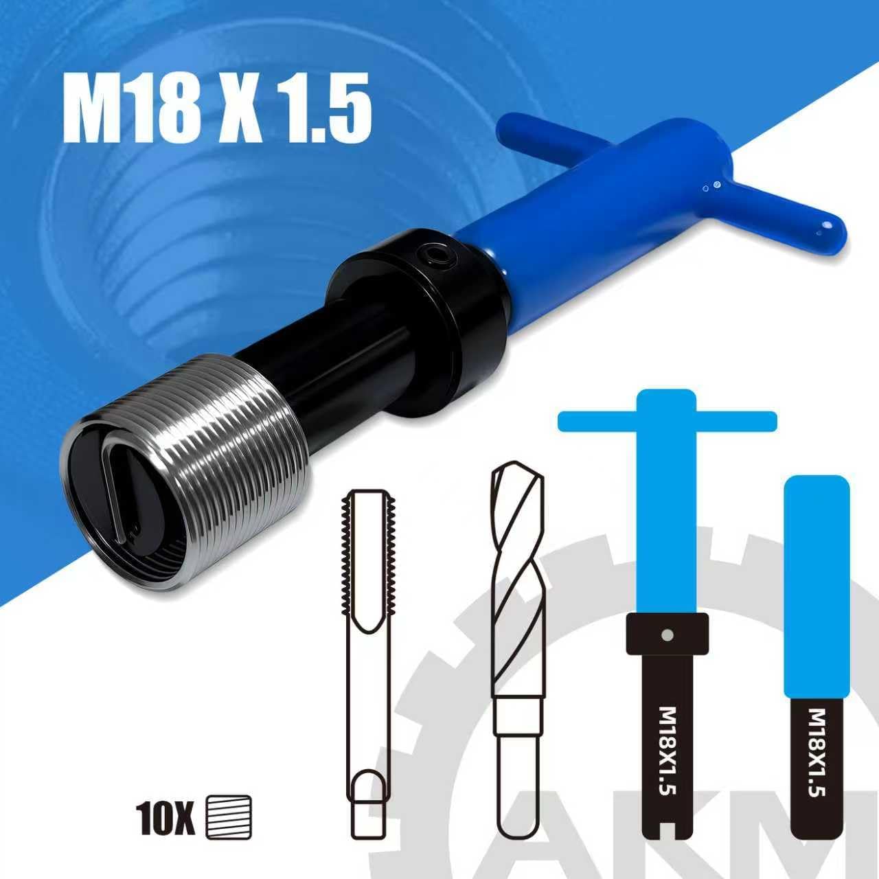 AKM 15PCS M18*1.5 Metric Thread Repair Kit