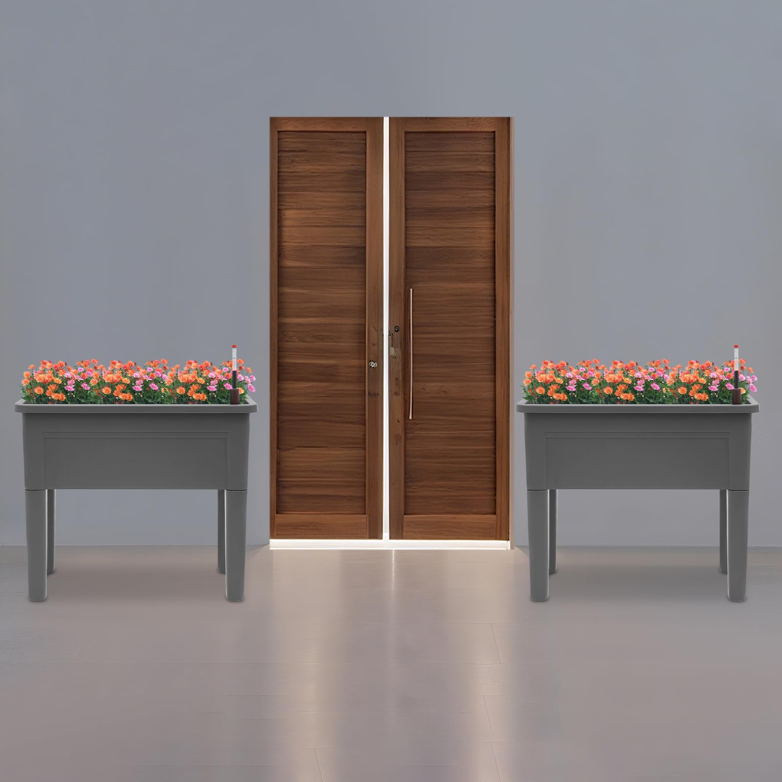 Lot de 2 jardinières pour balcon 75 x 34,5 x 65,5 cm – Jardinière carrée en plastique pour légumes, fleurs et herbes – Jardinière moderne pour terrasse, jardin et cour
