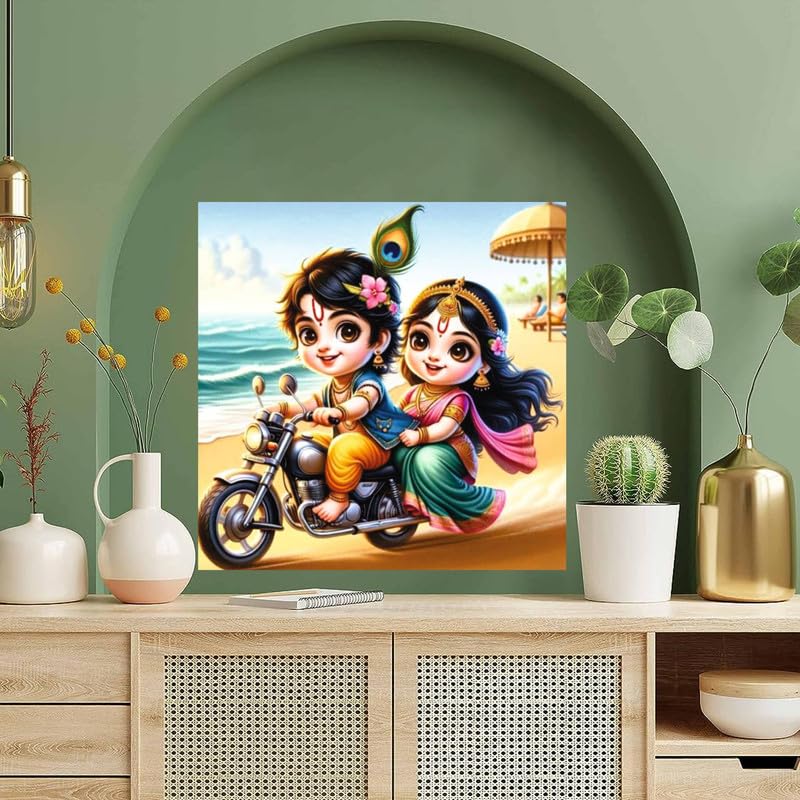 Image of British Terminal Cute little Bal Gopal Baby God Krishna| Kanha Ji | Laddu Lord Makhan Chor Painting Religious Poster for Pregnant Women for wall (matt thin vinyl,sticker,multicolor,unframed)| bj417