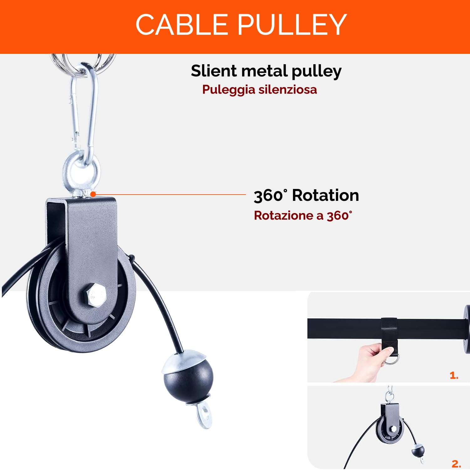 FFitness SISTEMA DI PULEGGIA DA PALESTRA CAVO DI TRAZIONE CARRUCOLA PULLEY ACCESSORI FITNESS 13 PEZZI CASA PALESTRA MULTIFUNZIONE TORRE DI TRAZIONE