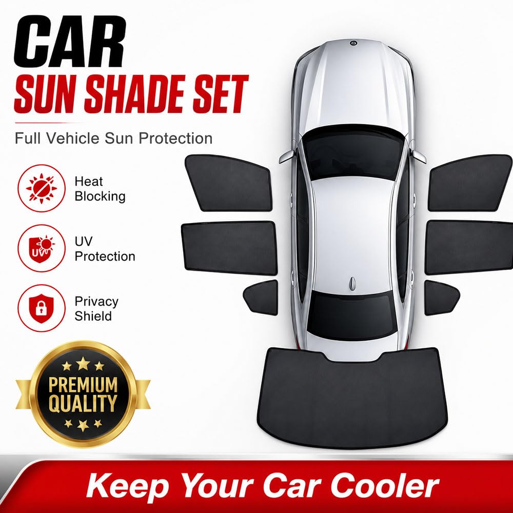 Parasol Coche para Kia Carens 2013-2020 Ventanas Laterales y Luna Trasera, Conducción de Verano, Malla de Sombra,3pcs