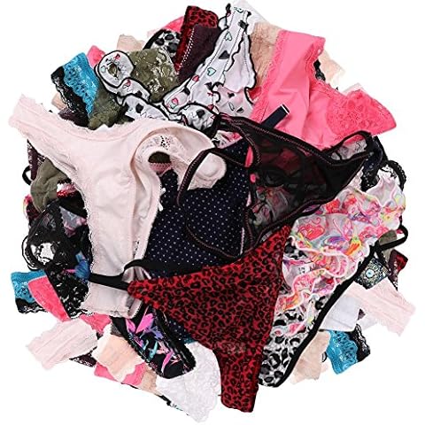 UWOCEKA Sexy Thongs for Women,Varity of T-Backs Sexy Underwear 20 Pack of G Strings Lacy Undies Panties Tanga(20PCS,S) Cover