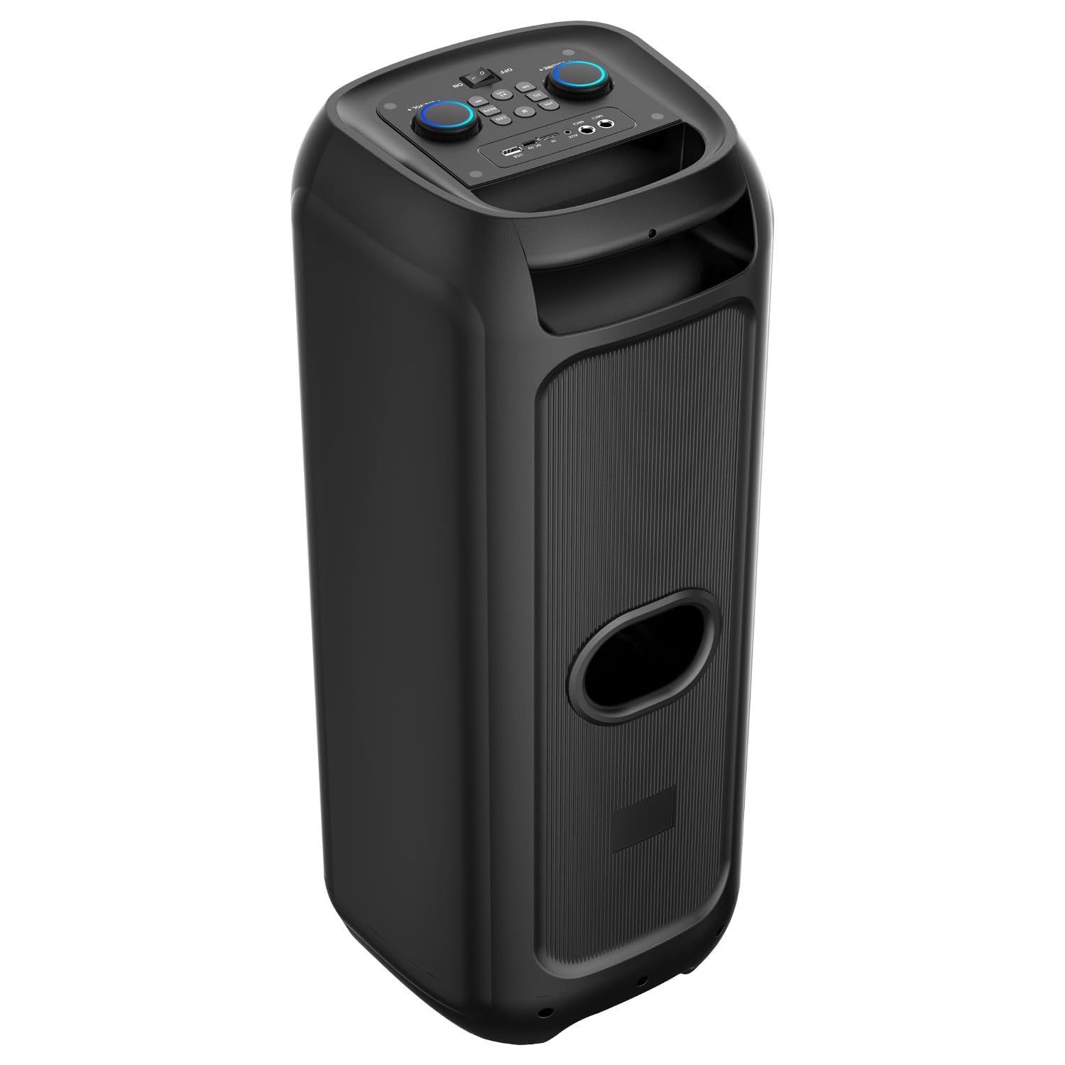 Głośnik karaoke Bluetooth 120 W RMS POWER AUDIO MAX MT3185 przenośny podwójny 8-calowy RGB TWS USB microSD AUX BT 5.3 Głośnik 11 godzin pracy baterii pilot zdalnego sterowania wyświetlacz LED