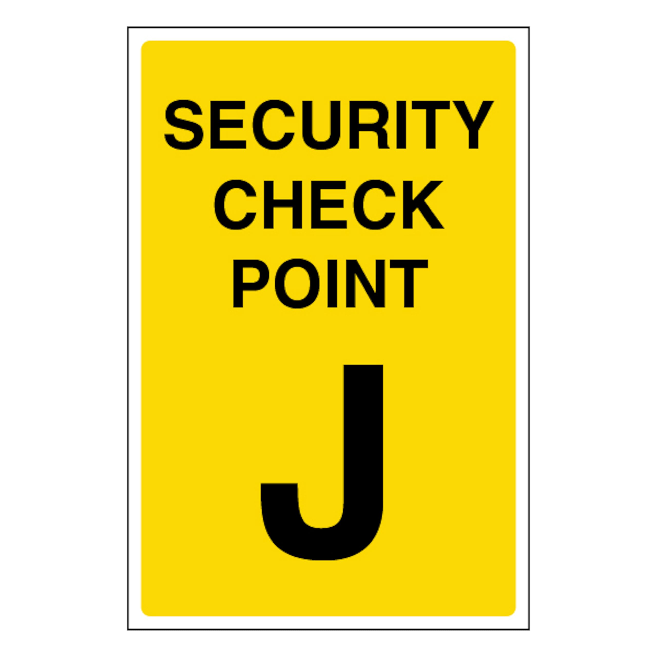 V Safety Security Check Point J 200 x 300 mm - Glow In The Dark 1mm Rigid Plastic
