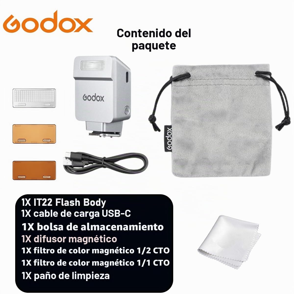 Flash Godox IT22 C para Canon, IT22C ETTL II Mini Flash Camera, Compatible con Cámara Canon EOS R RP R5 R6 R3 R7 R8 R10 R100 M3 M5 M6 M50 R5 Mark II R6 Mark II