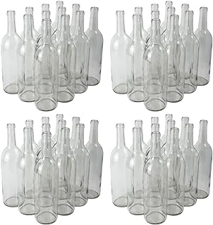 FastRack - 750ml Clear Bordeaux Wine Bottles (Pack of 48) | W5 Clear/Flint Flat-Bottomed Cork Top Liquor Bottles | 750 ml Glass Bottle for Wine Making | 4 Cases of 12 - NO CORKS INCLUDED