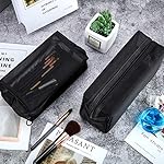 6 Pieces Mesh Makeup Bags Mesh Cosmetic Bag Portable Travel Organizing Zipper Pouch Toiletries Makeup Pouches for Home Office Travel Accessories (Black) - Image 5