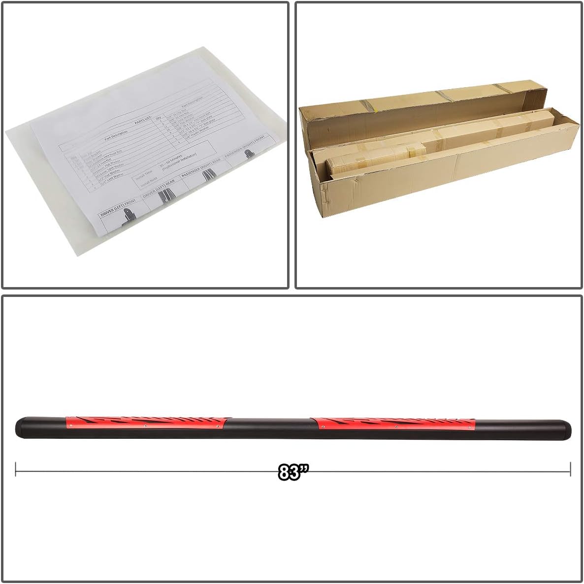 DNA Motoring 5.5 Inches Running Boards Flat Step Bars Compatible with 07-18 Silverado Sierra Crew Cab, Black/Red, STEPB-ZTL-8197-BKRD