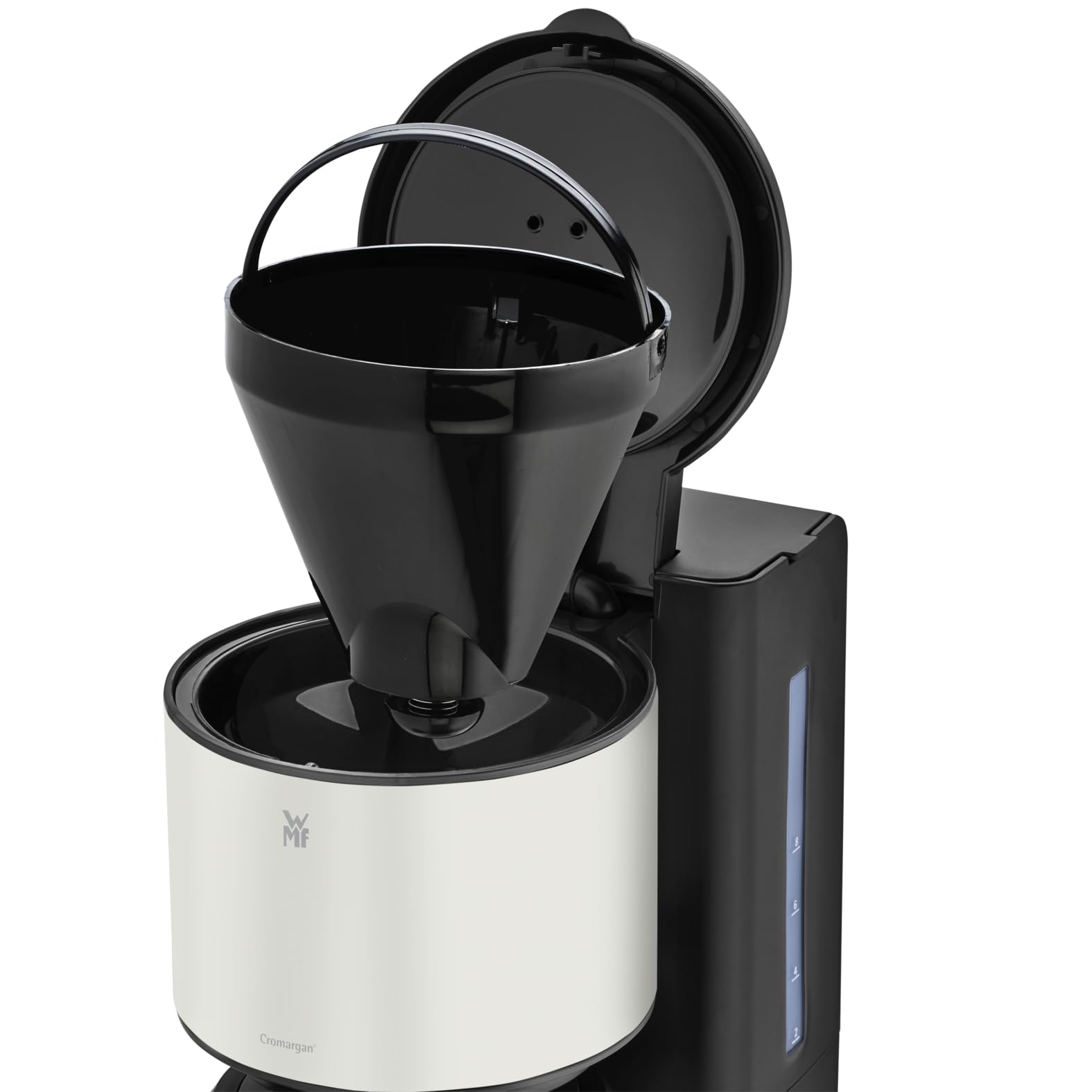 Machine à café filtre WMF Stelio Aroma en acier inoxydable blanc mat - Machine à café avec verseuse en verre pour 10 tasses, anti-goutte, plaque chauffante et arrêt automatique, 1000 W, facile à nett