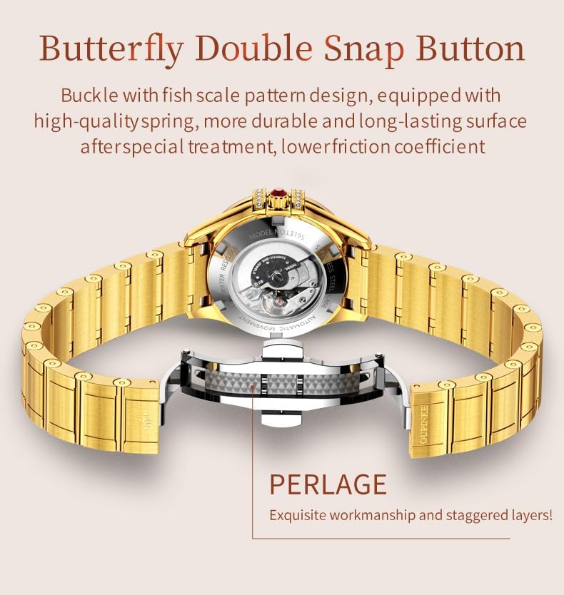 OUPINKE Womens Automatic Watches Diamond Elegant Dress Wrist Watch Skeleton Mechanical Self Winding Waterproof Luminous Ladies Gifts - Image 5