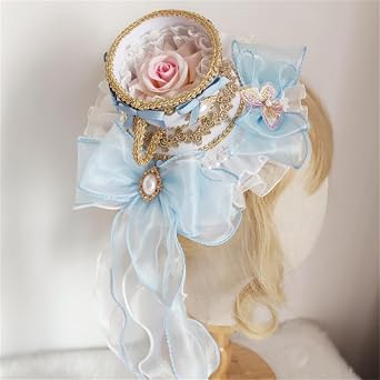 Women's Lolita Hair Accessories Tea Cup Top Hat Court Rococo Spanish Flat Hat for Halloween Party