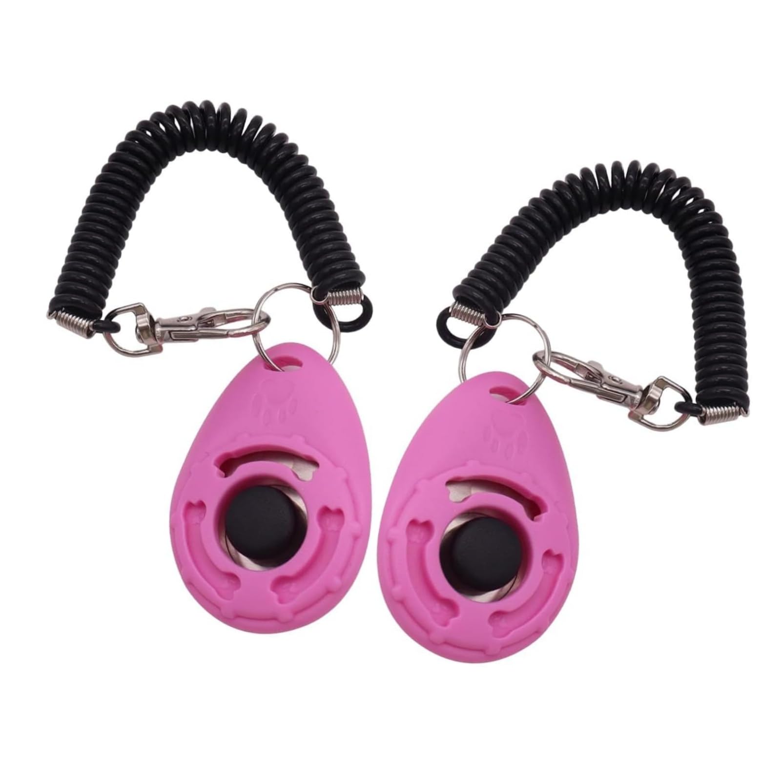 Elzhan 2Pcs Pink Dog Clicker for Training Easy to Use with Button Dog Training A