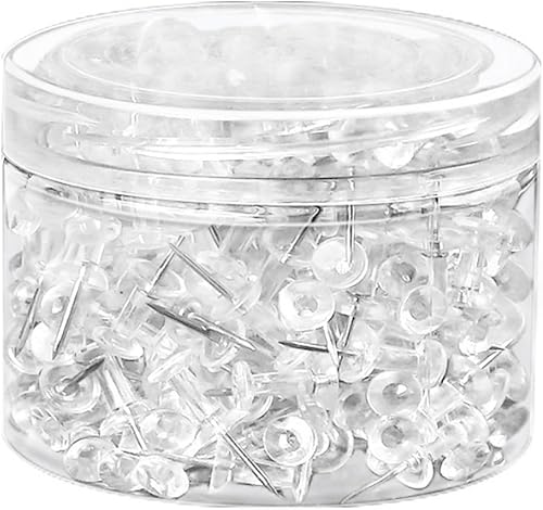 500 Clear Push Pins – Steel Point with Plastic Head, Decorative Thumb Tacks for 