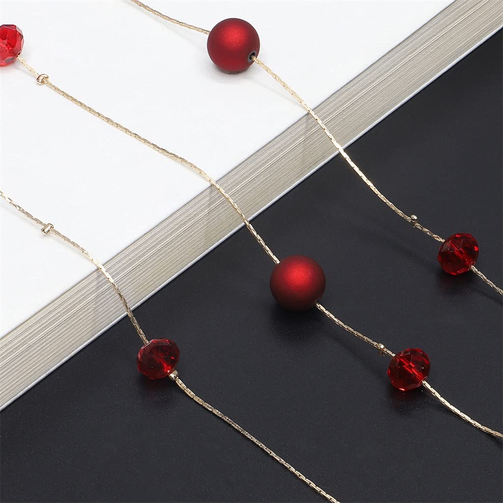 Pulloverkette Brillenkette Mehrzweck Gold Rot Kristall Mattperlen Brillenkette (D Talla ?nica)